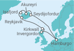 Itinerario del Crucero Islandia, Reino Unido - Costa Cruceros