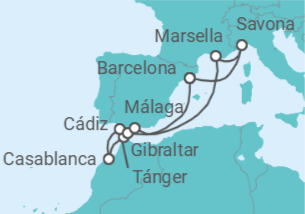 Itinerario del Crucero Italia, España, Marruecos, Gibraltar - Costa Cruceros