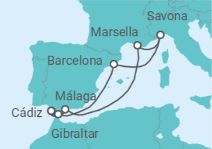 Itinerario del Crucero Gibraltar, España, Francia, Italia - Costa Cruceros