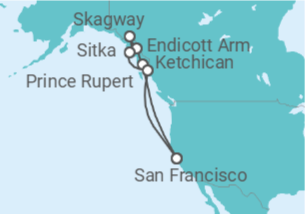 Itinerario del Crucero Alaska - Princess Cruises