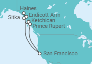 Itinerario del Crucero Alaska - Princess Cruises