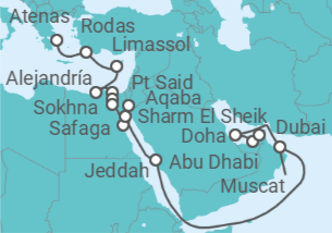 Itinerario del Crucero desde Atenas (Grecia) a Dubái (EAU) - Norwegian Cruise Line
