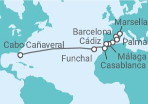 Itinerario del Crucero Francia, España, Marruecos, Portugal, USA - Norwegian Cruise Line