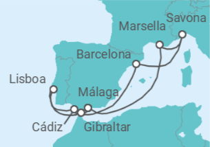 Itinerario del Crucero Francia, Italia, España, Portugal, Gibraltar - Costa Cruceros