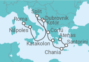 Itinerario del Crucero Grecia, Croacia, Montenegro, Italia - Princess Cruises