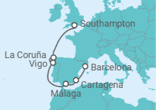 Itinerario del Crucero España - Disney Cruise Line