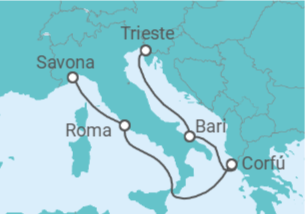 Itinerario del Crucero Italia, Grecia - Costa Cruceros