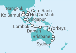 Itinerario del Crucero desde Singapur a Sydney (Australia) - Princess Cruises