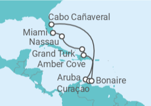 Itinerario del Crucero Aruba, Curaçao, Bonaire, San Eustaquio y Saba, Bahamas - Princess Cruises