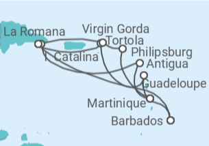 Itinerario del Crucero Martinica, Guadalupe, Islas Vírgenes - Reino Unido, República Dominicana, Saint Maarten, Antigua ... - MSC Cruceros