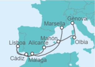 Itinerario del Crucero España, Portugal, Italia - MSC Cruceros