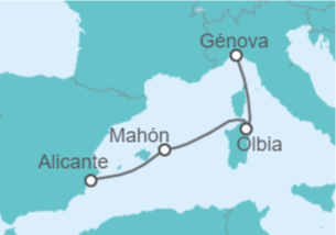 Itinerario del Crucero España, Italia - MSC Cruceros