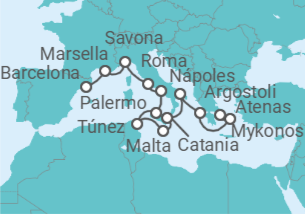 Itinerario del Crucero desde Barcelona (España) a Atenas (Grecia) - Costa Cruceros
