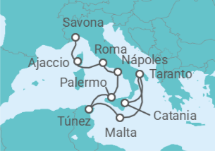 Itinerario del Crucero Italia, Malta, Túnez, Francia - Costa Cruceros