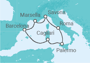 Itinerario del Crucero Francia, España, Italia - Costa Cruceros
