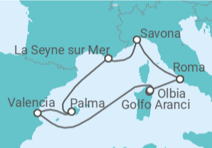 Itinerario del Crucero Italia, España - Costa Cruceros