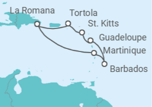 Itinerario del Crucero Martinica, Barbados, Guadalupe, Islas Vírgenes - Reino Unido - Costa Cruceros