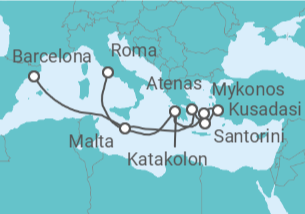 Itinerario del Crucero Malta, Grecia, Turquía - Celebrity Cruises