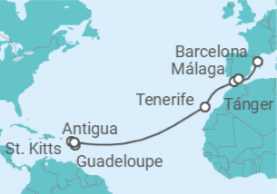 Itinerario del Crucero Antigua Y Barbuda, España, Marruecos - Costa Cruceros