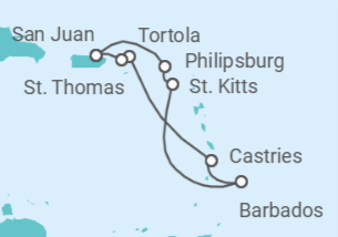 Itinerario del Crucero Saint Maarten, Barbados, Santa Lucía, Islas Vírgenes - Reino Unido, Islas Vírgenes - Eeuu - Norwegian Cruise Line