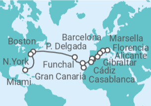 Itinerario del Crucero desde Livorno (Florencia/Pisa) a Miami (Florida) - MSC Cruceros