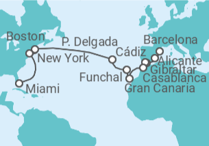 Itinerario del Crucero desde Barcelona (España) a Miami (Florida) - MSC Cruceros
