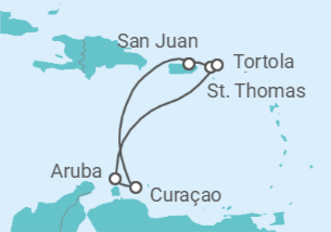 Itinerario del Crucero Islas Vírgenes - Eeuu, Islas Vírgenes - Reino Unido, Aruba, Curaçao - Norwegian Cruise Line