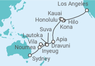 Itinerario del Crucero desde Los Ángeles (California) a Sydney (Australia) - Princess Cruises