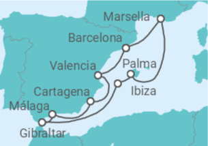 Itinerario del Crucero Francia, España, Gibraltar - Silversea