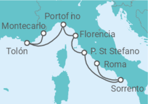 Itinerario del Crucero Francia, Italia - Silversea