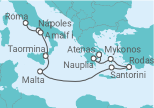 Itinerario del Crucero desde Civitavecchia (Roma) a Atenas (Grecia) - Silversea