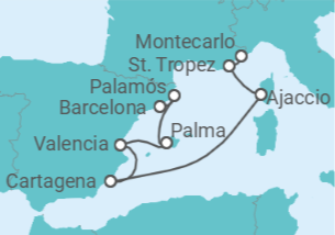 Itinerario del Crucero España, Francia - Silversea