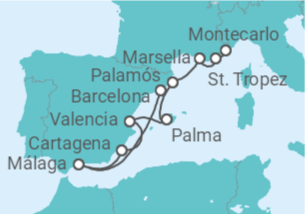 Itinerario del Crucero España, Francia - Silversea