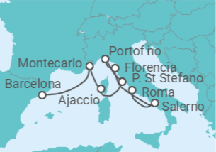 Itinerario del Crucero Italia, Francia, Mónaco - Silversea