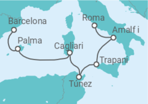Itinerario del Crucero España, Italia, Túnez - Silversea