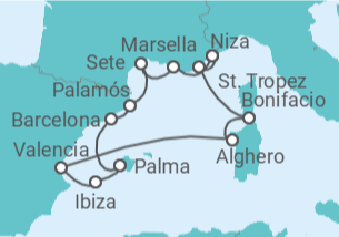 Itinerario del Crucero Francia, España - Silversea