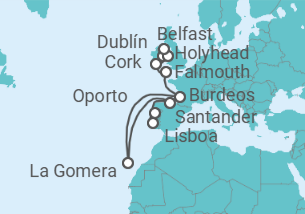 Itinerario del Crucero Portugal, España, Reino Unido, Irlanda - Silversea