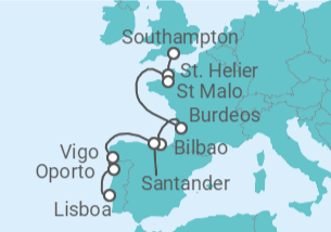 Itinerario del Crucero Francia, España, Portugal - Silversea