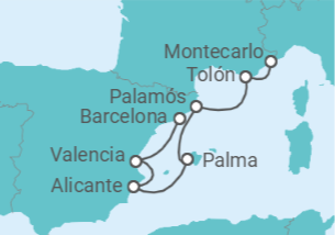 Itinerario del Crucero Francia, España - Silversea