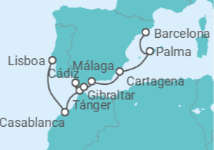 Itinerario del Crucero Marruecos, España, Gibraltar - Silversea