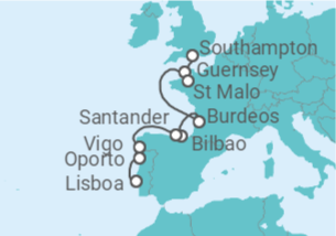 Itinerario del Crucero Guernsey, Francia, España, Portugal - Silversea