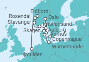 Itinerario del Crucero desde Ijmuiden (Amsterdam), Holanda a Copenhague (Dinamarca) - Silversea