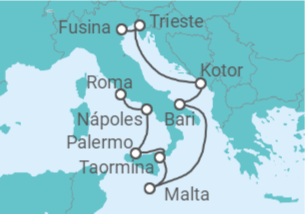 Itinerario del Crucero Italia, Montenegro, Malta - Silversea