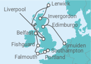 Itinerario del Crucero Reino Unido - Silversea