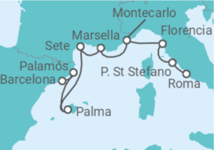 Itinerario del Crucero España, Francia, Mónaco, Italia - Silversea