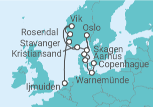 Itinerario del Crucero desde Ijmuiden (Amsterdam), Holanda a Copenhague (Dinamarca) - Silversea