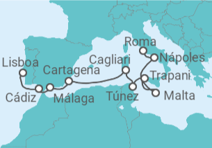 Itinerario del Crucero desde Civitavecchia (Roma) a Lisboa - Silversea