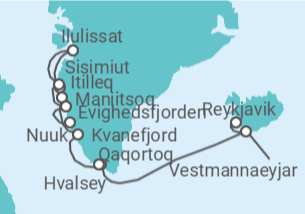 Itinerario del Crucero desde Reykjavik (Islandia) a Nuuk, Groenlandia - Silversea