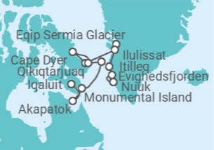 Itinerario del Crucero desde Nuuk, Groenlandia a IQALUIT - Silversea
