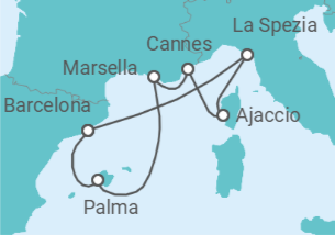 Itinerario del Crucero Clásicos Españoles, Franceses e Italianos - Virgin Voyages